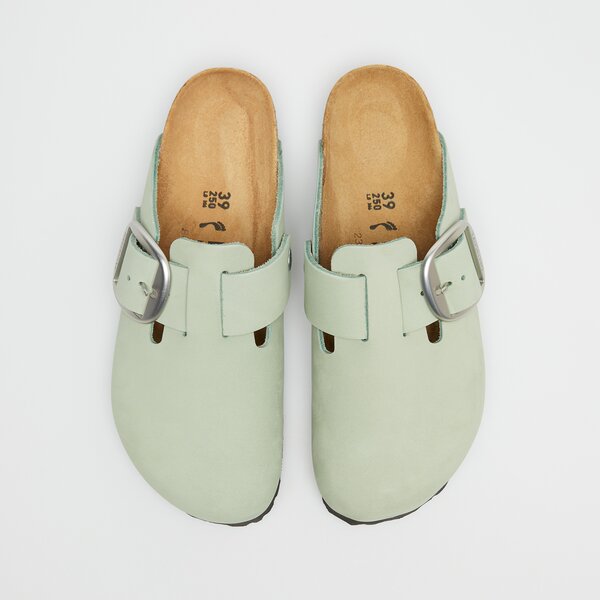 Damskie klapki BIRKENSTOCK BOSTON BIG BUCKLE LENB PURE SAGE 1029303 kolor miętowy