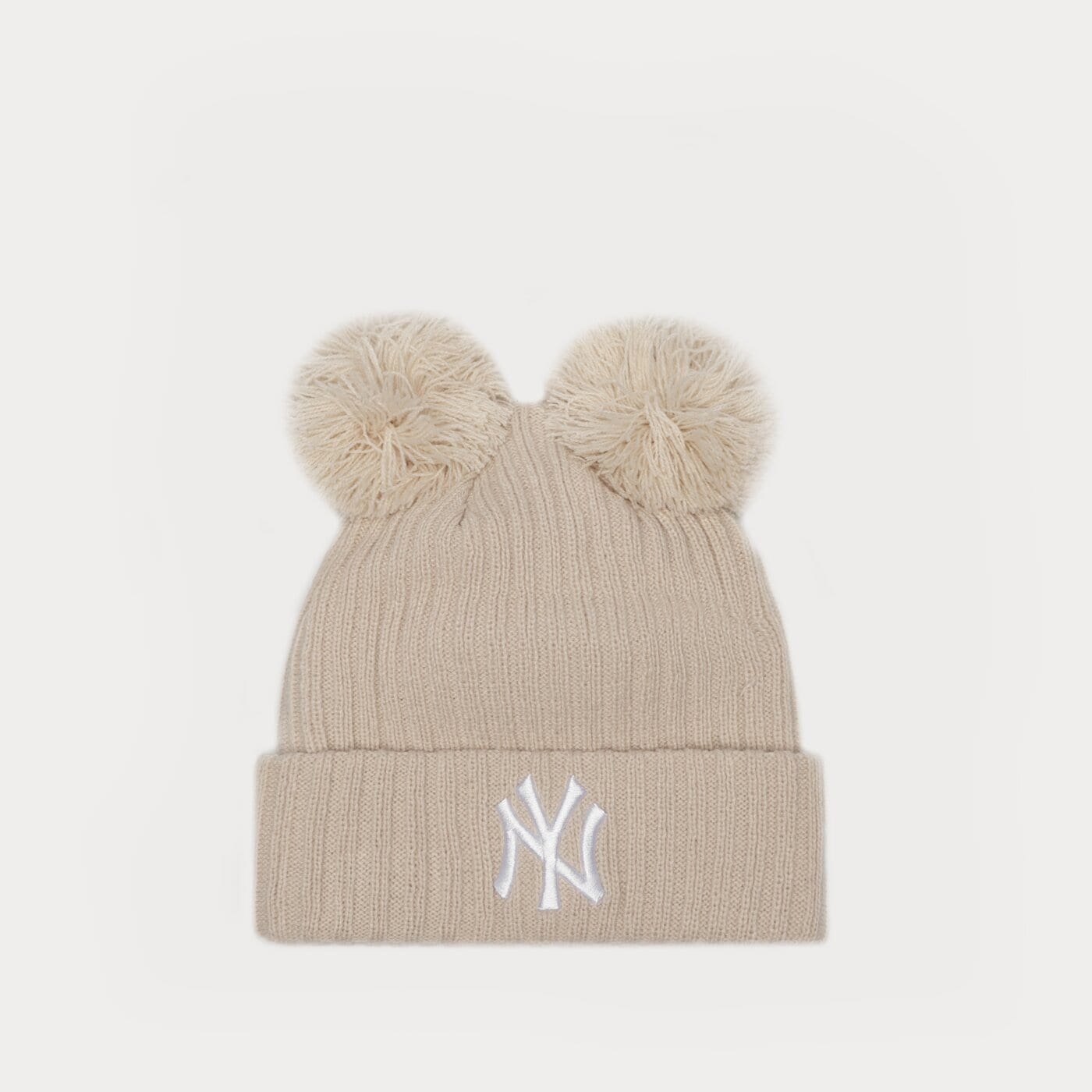 Damska czapka zimowa NEW ERA CZAPKA WMNS DOUBLE POM BEANIE NYY NEW YORK YANKEES 60364292 kolor beżowy