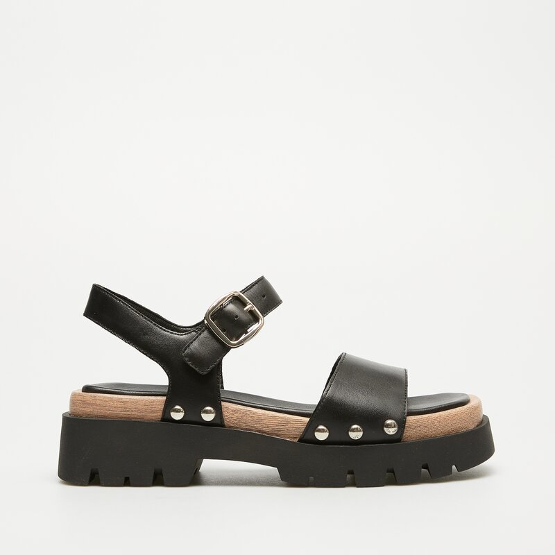 TAMARIS FARBE BLACK LEATHER SANDALS