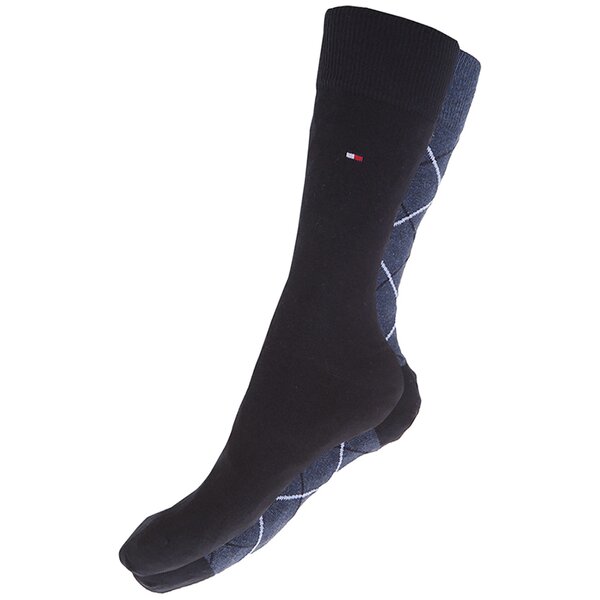 Męskie skarpetki TOMMY HILFIGER SKARPETY TATTERSALL 2P 442009001563 kolor niebieski