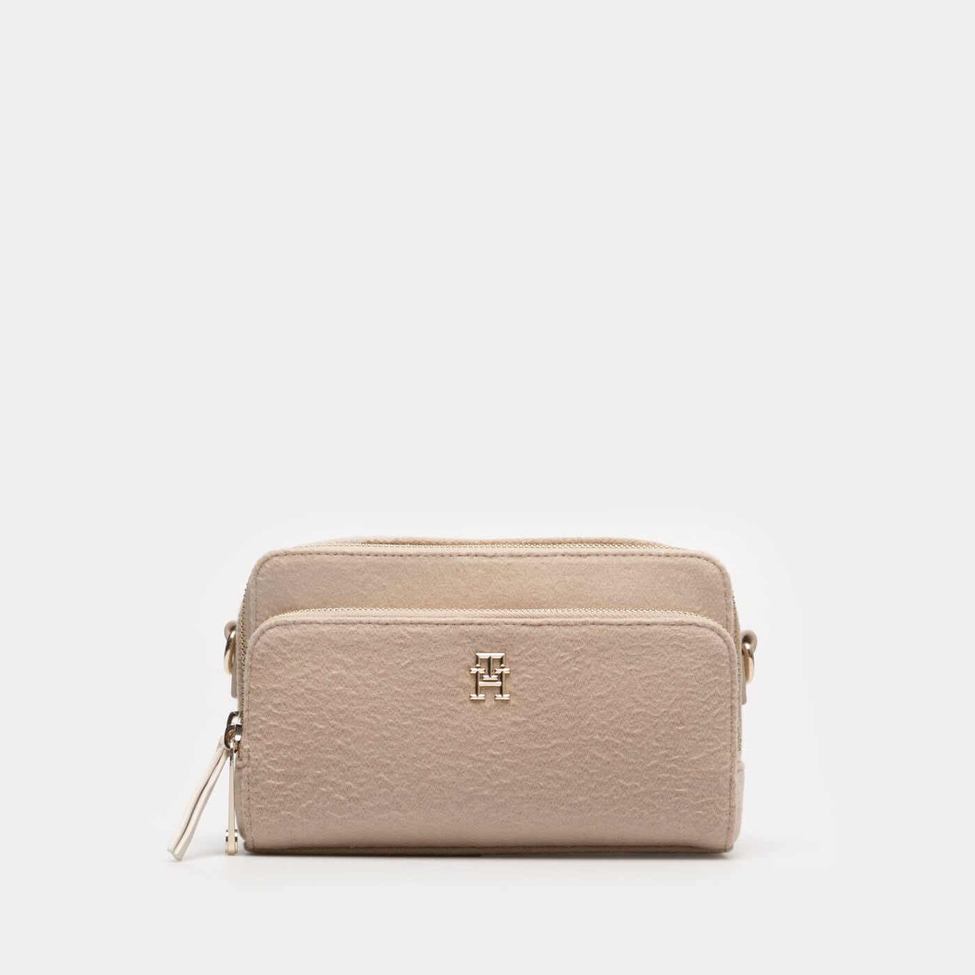 Damska torebka TOMMY HILFIGER TOREBKA ICONIC TOMMY CAMERA BAG WOOL aw0aw15879abo kolor beżowy