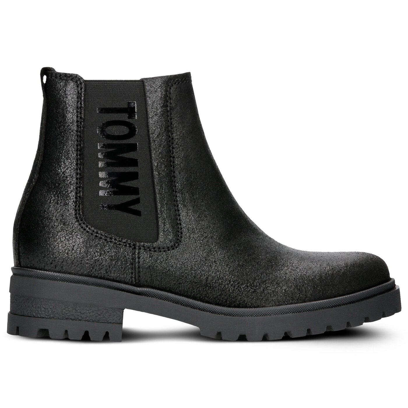 Damskie botki / sztyblety TOMMY HILFIGER METALLIC CLEATED CHELSEA BOOT en0en00341990 kolor czarny