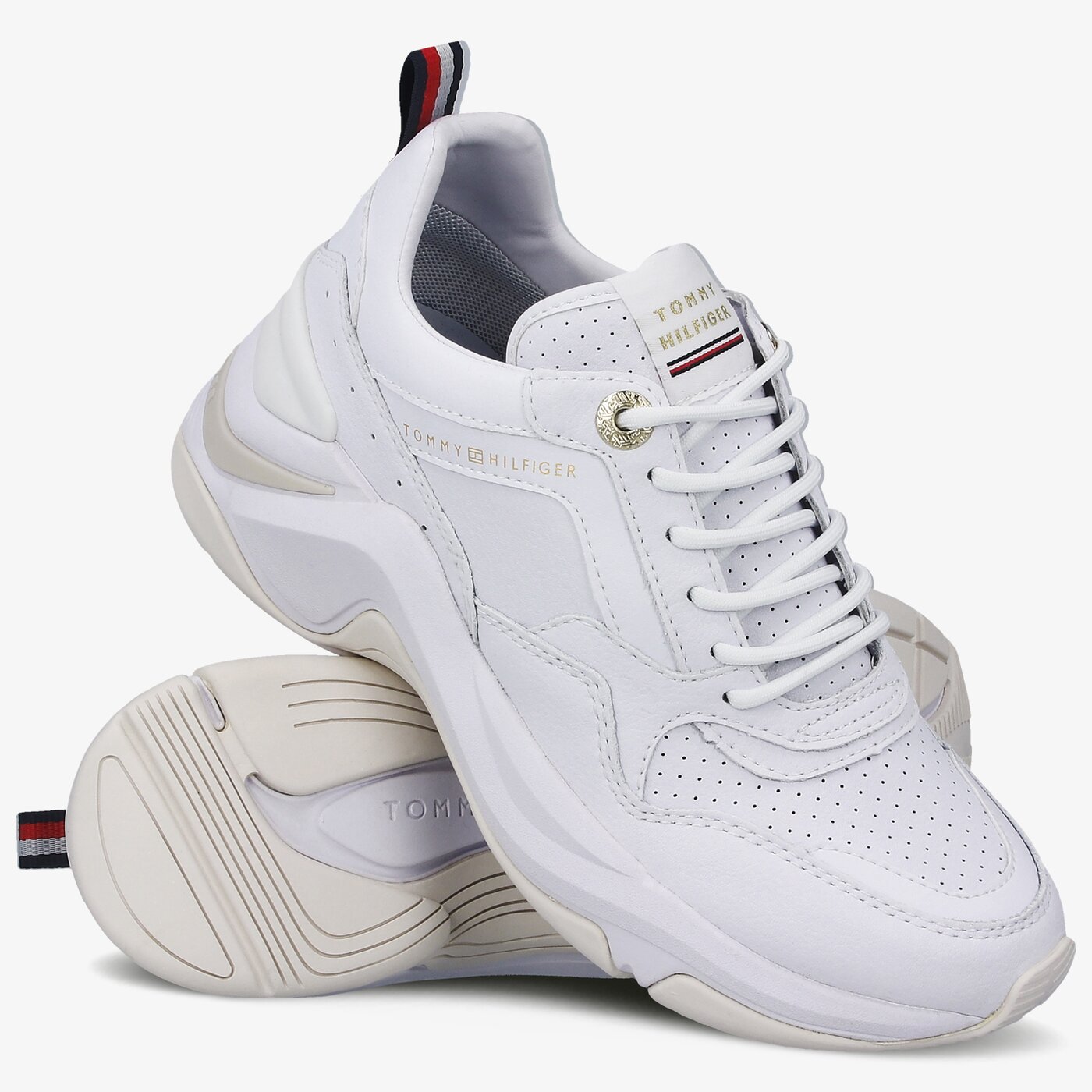 Damskie sneakersy (buty) TOMMY HILFIGER FEMININE INTERNAL WEDGE SNEAKER fw0fw05002ybr kolor biały