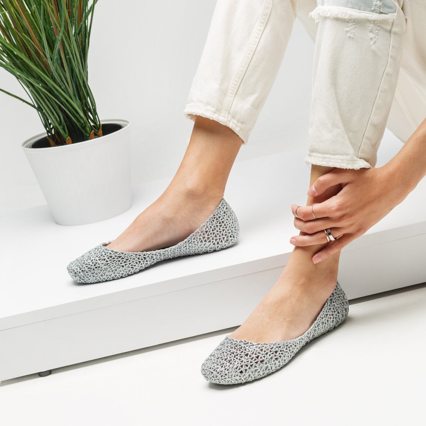 Damskie baleriny (buty) MELISSA CAMPANA PAPELL VII 3151250711 kolor srebrny