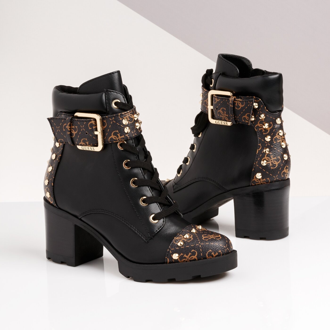 Damskie botki / sztyblety GUESS MEGGANE fl8me2fal10blkbr kolor czarny