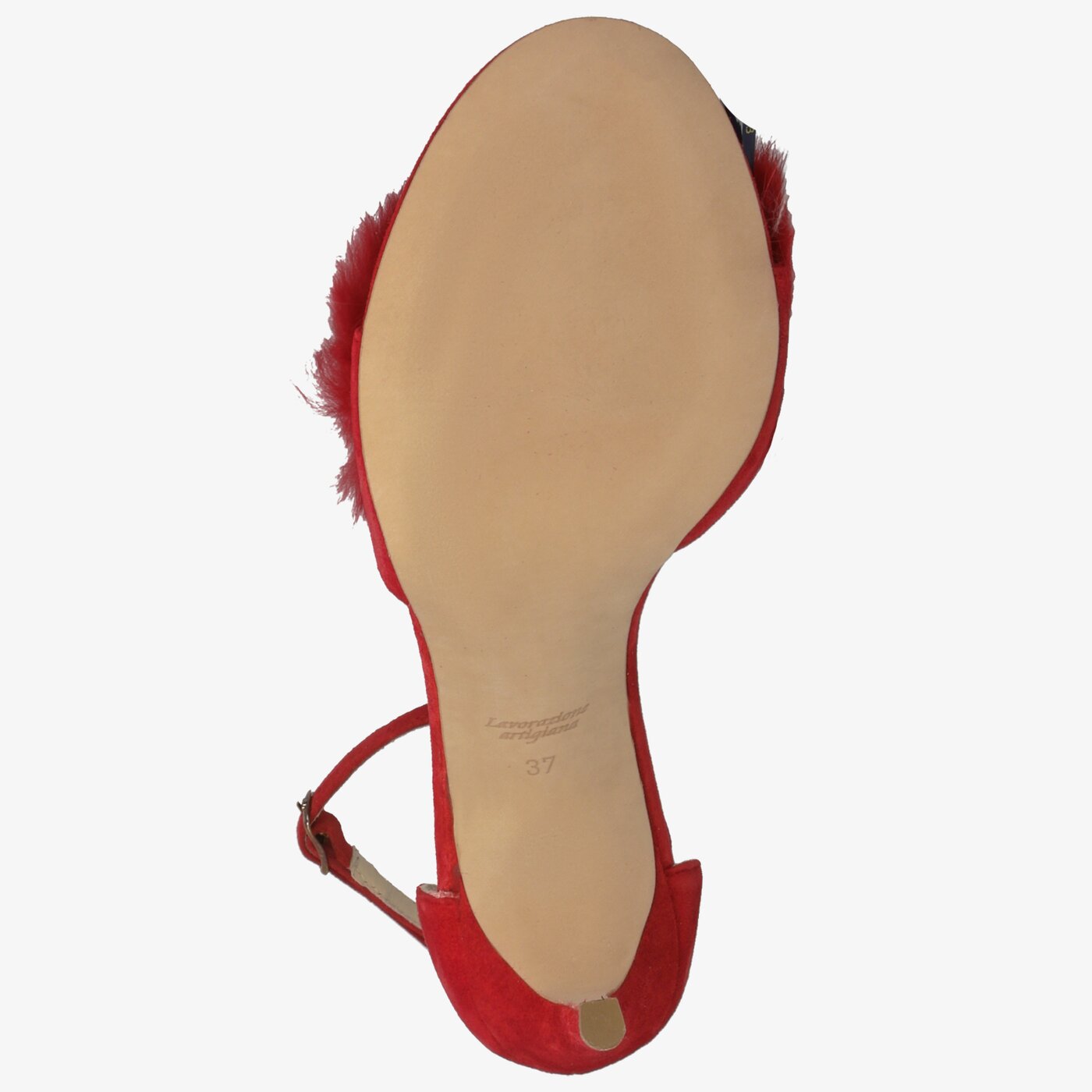 Damskie sandały SYMBIOSIS LISA FUR SANDALS CZERWONE 1107134 kolor czerwony