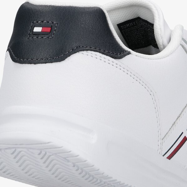 Męskie sneakersy (buty) TOMMY HILFIGER LIGHTWEIGHT LEA SNEAKER STRIPES fm0fm04016ybr kolor biały