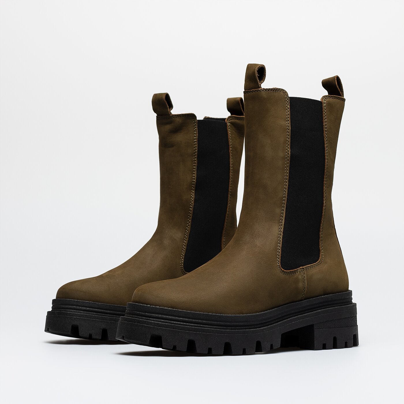 Damskie botki / sztyblety TAMARIS CHELSEA MID 45 OLIVE 1-1-25498-29-722 kolor khaki