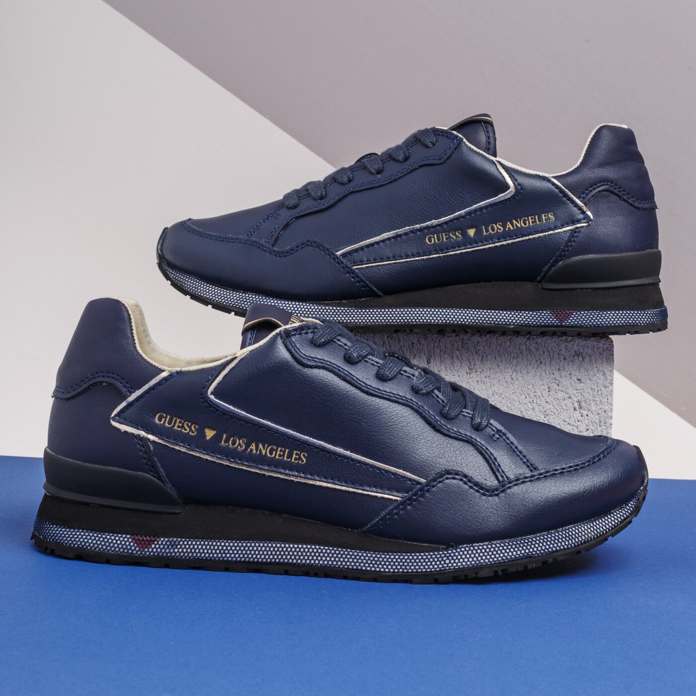 Męskie sneakersy (buty) GUESS GENOVA fm6genlea12navy kolor granatowy