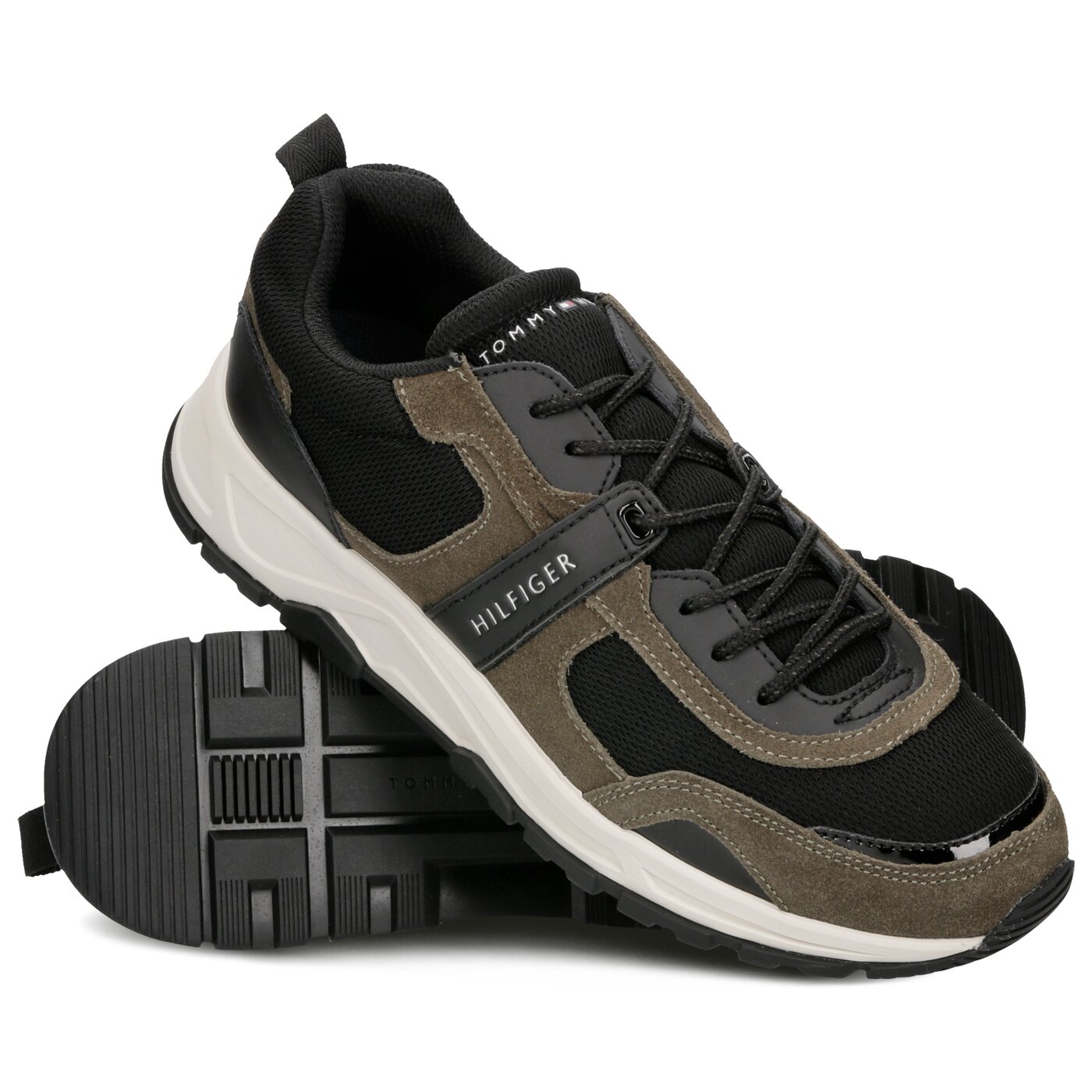 Męskie sneakersy (buty) TOMMY HILFIGER CARLO 1C3 fm0fm02027903 kolor khaki