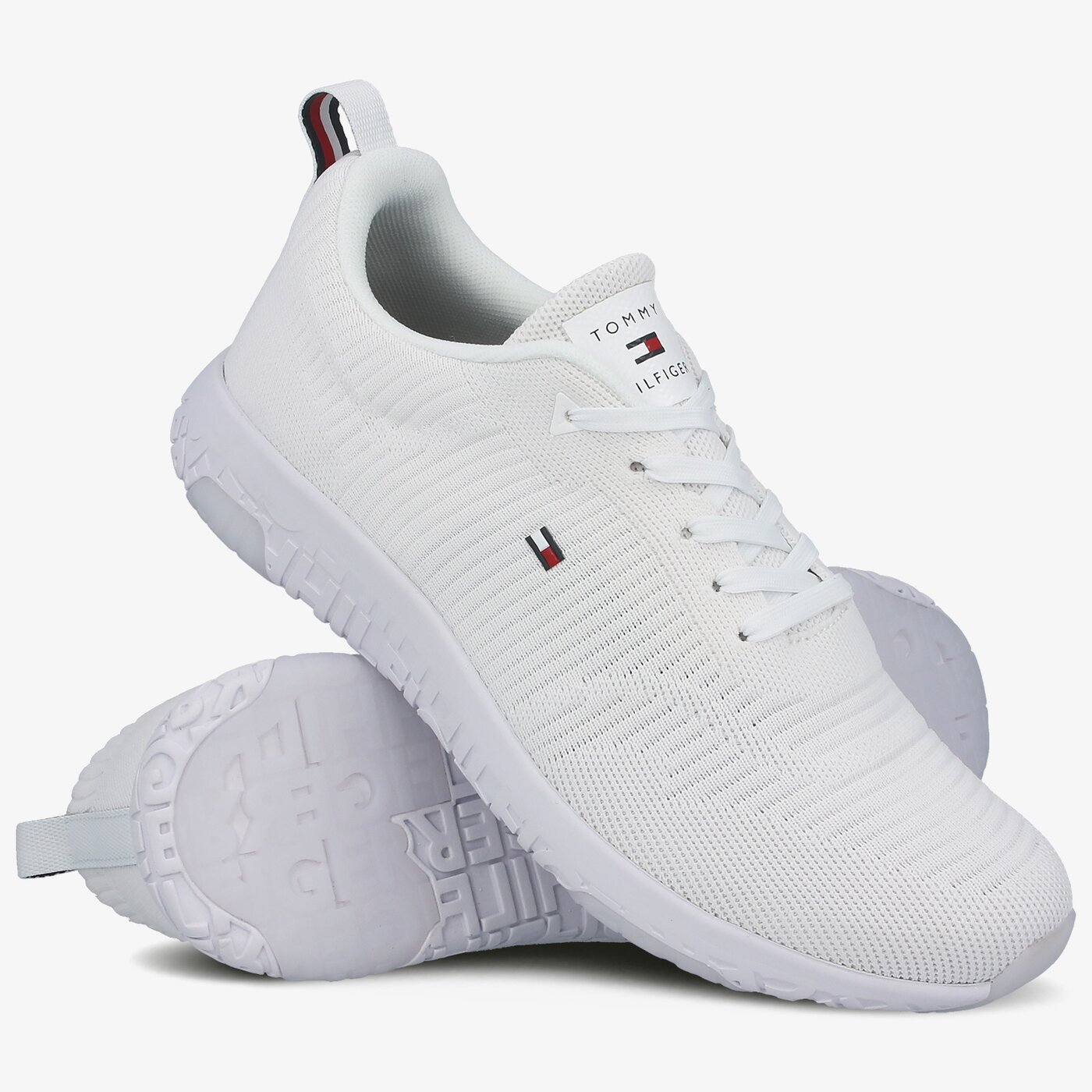 Męskie sneakersy (buty) TOMMY HILFIGER CORPORATE KNIT RIB RUNNER fm0fm02838ybr kolor biały