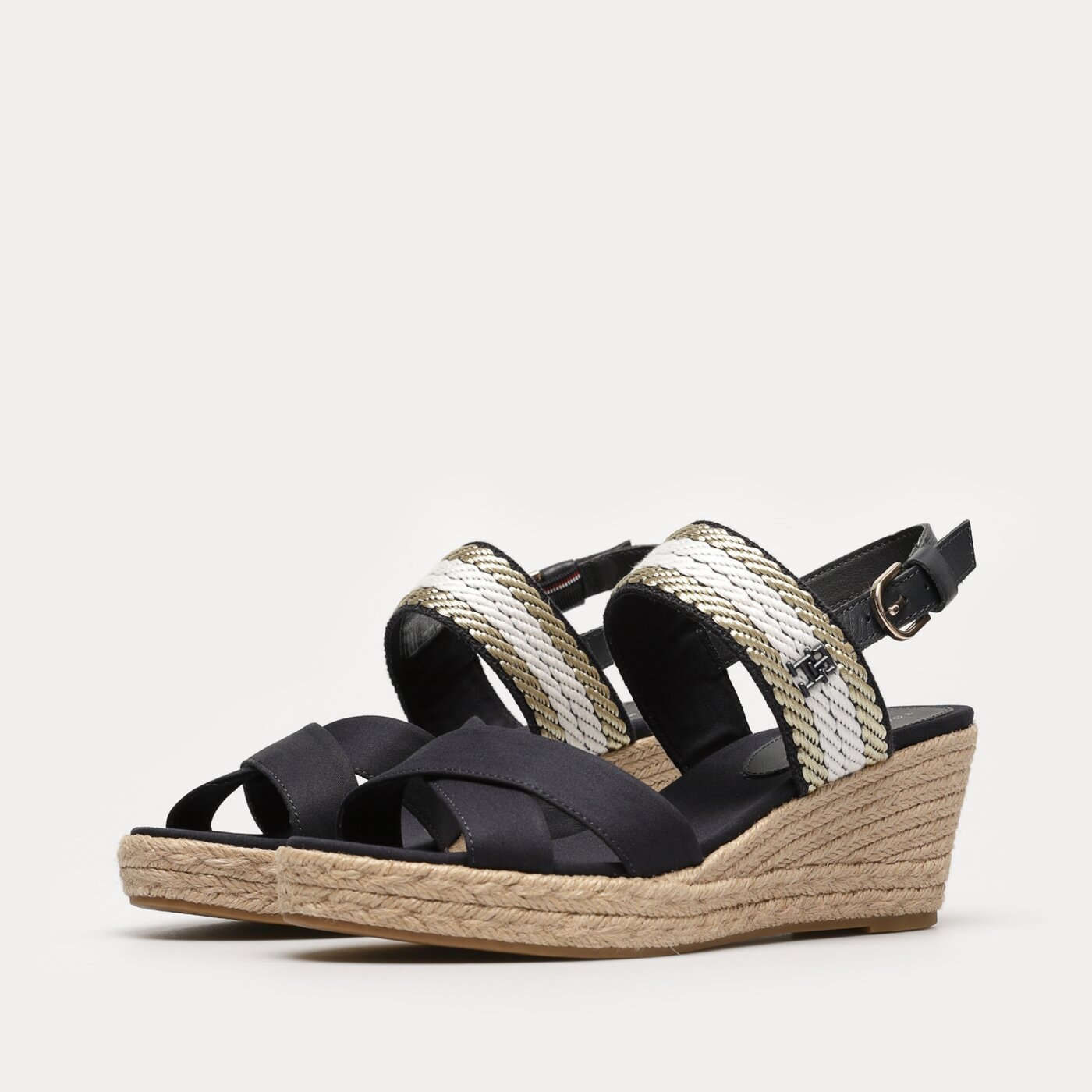 Damskie szpilki / czółenka TOMMY HILFIGER GOLDEN WEBBING MID WEDGE fw0fw07090dw6 kolor granatowy