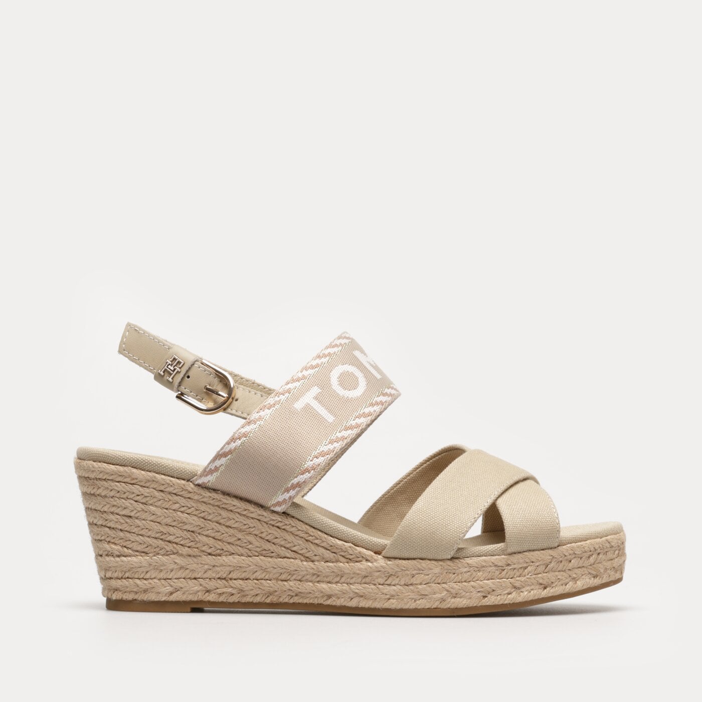 Damskie szpilki / czółenka TOMMY HILFIGER SEASONAL WEBBING MID WEDGE fw0fw07091rbt kolor beżowy