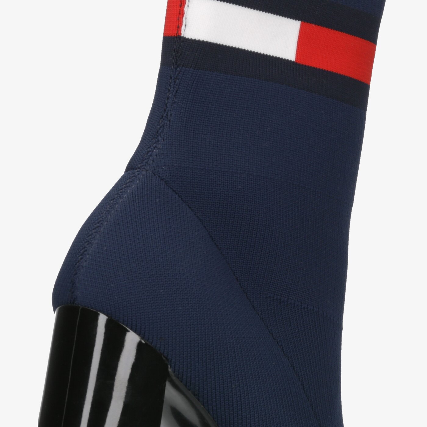 Damskie botki / sztyblety TOMMY HILFIGER SOCK HEELED BOOT en0en00703cbk kolor granatowy