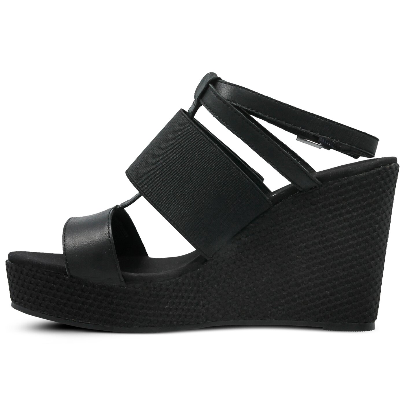 Damskie sandały TOMMY HILFIGER MATERIAL MIX WEDGE SANDAL en0en00048990 kolor czarny