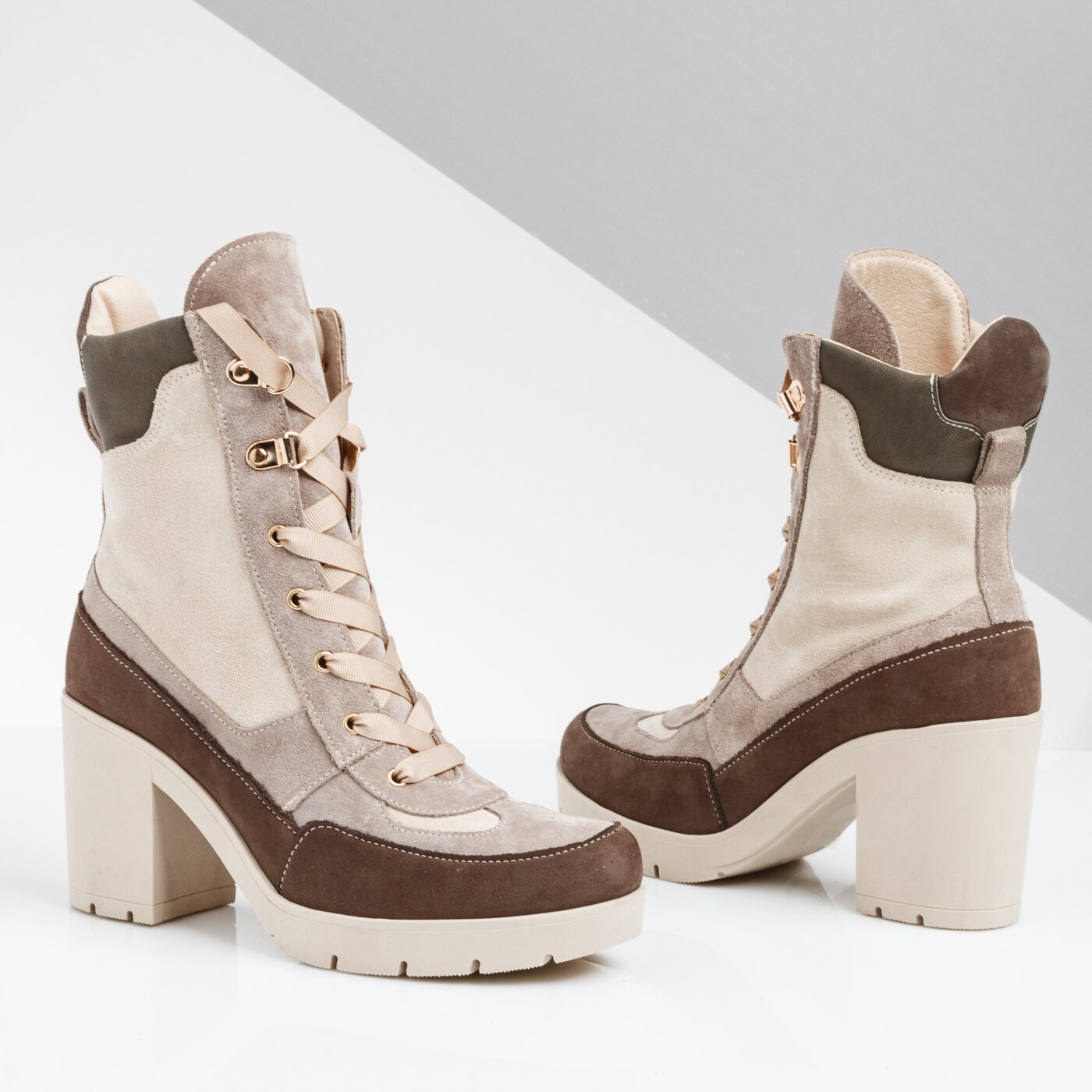 Damskie botki / sztyblety SYMBIOSIS COMBAT STYLE  sywc219016 kolor brązowy