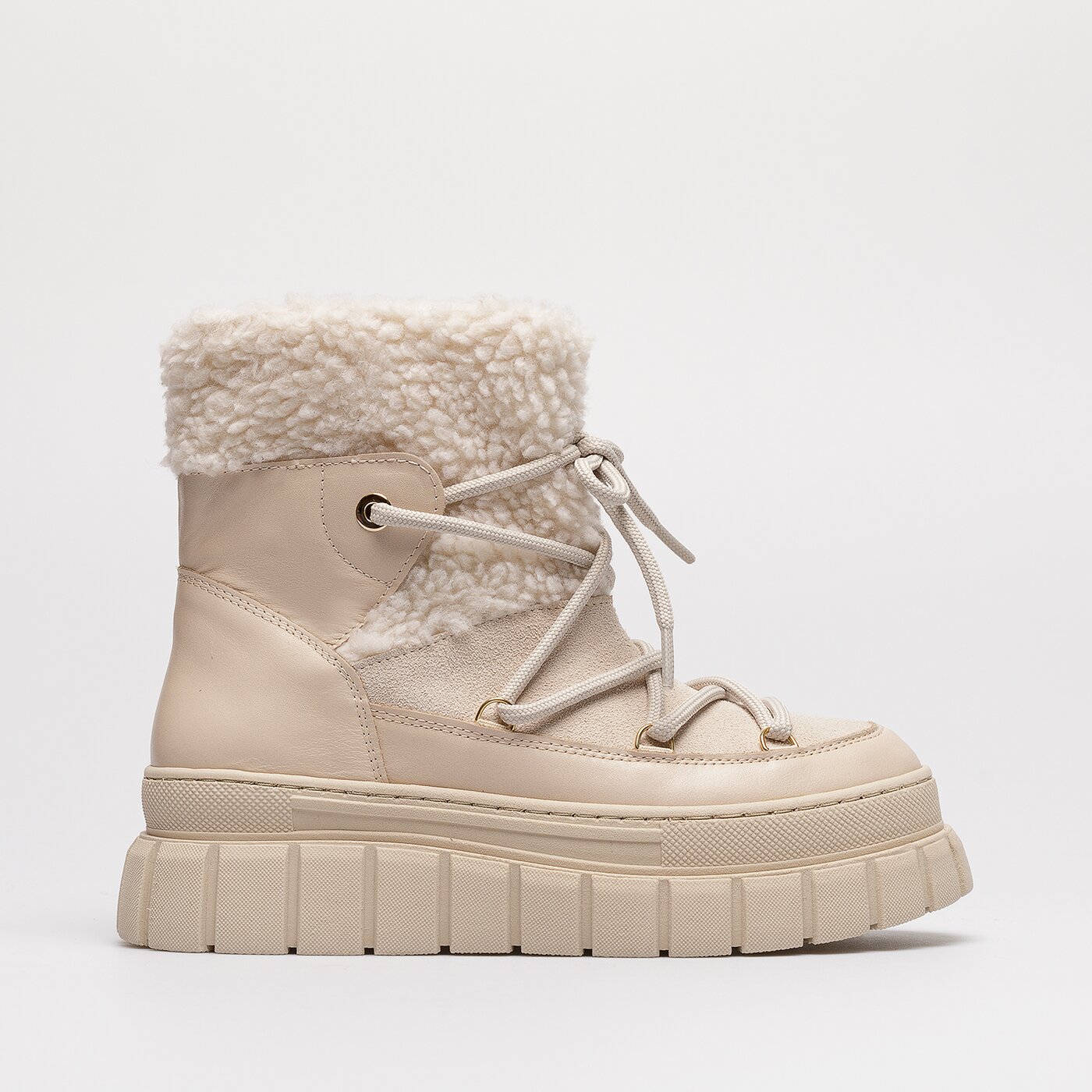 Damskie botki / sztyblety SYMBIOSIS SNOW BOOT SHEEP sywc222007 kolor beżowy