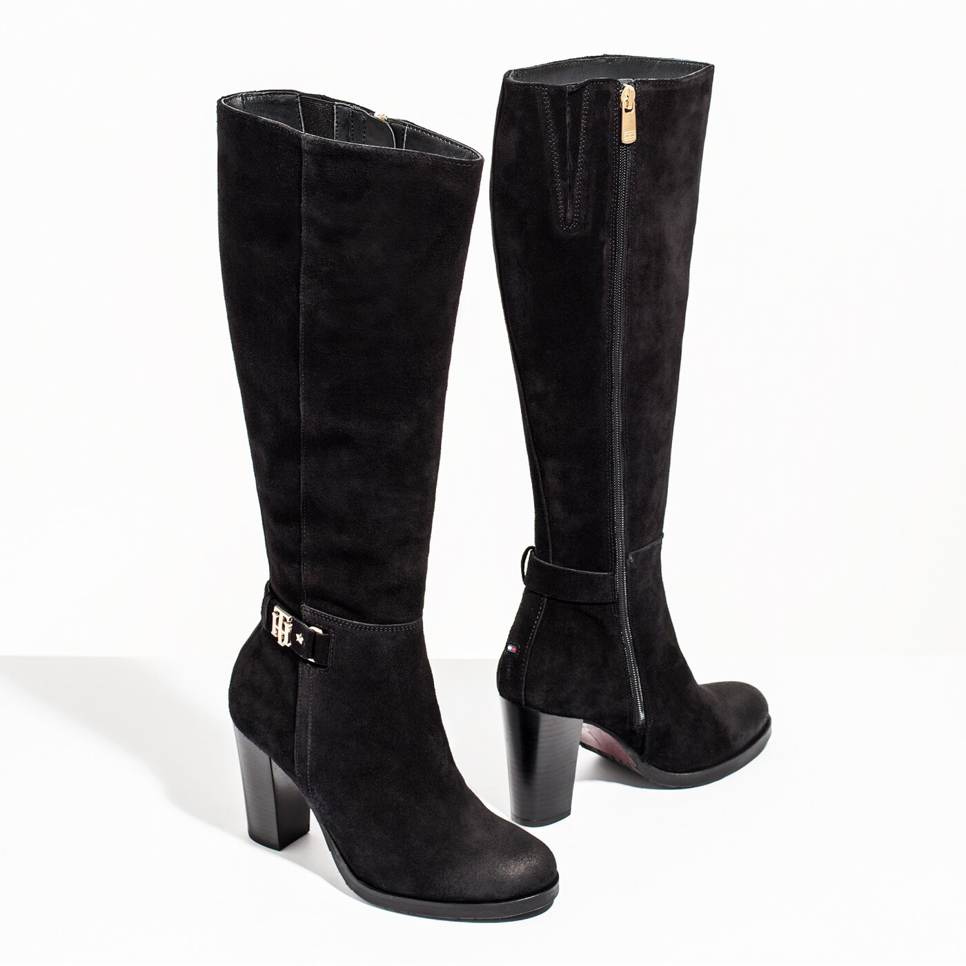 Damskie kozaki TOMMY HILFIGER BASIC HIKING HEELED BOOT SUEDE fw0fw03631990 kolor czarny