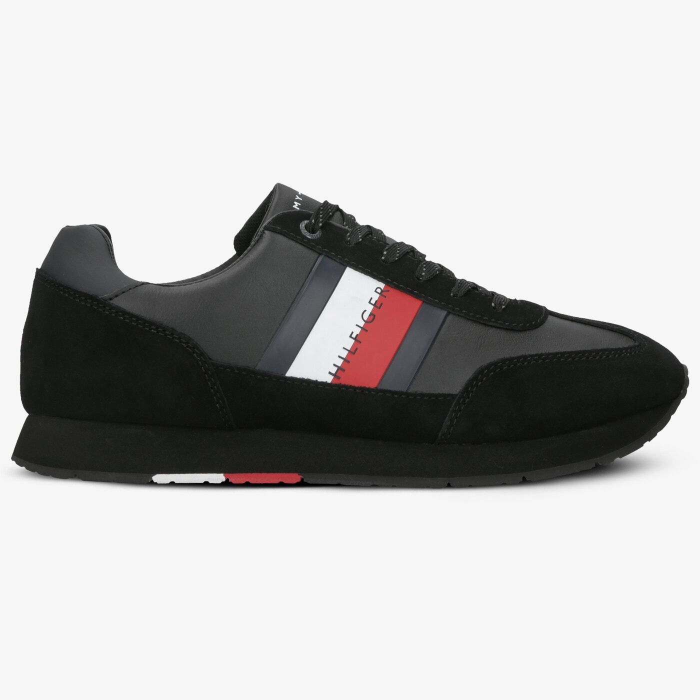 Męskie sneakersy (buty) TOMMY HILFIGER CORPORATE LEATHER FLAG RUNNER fm0fm02380990 kolor czarny