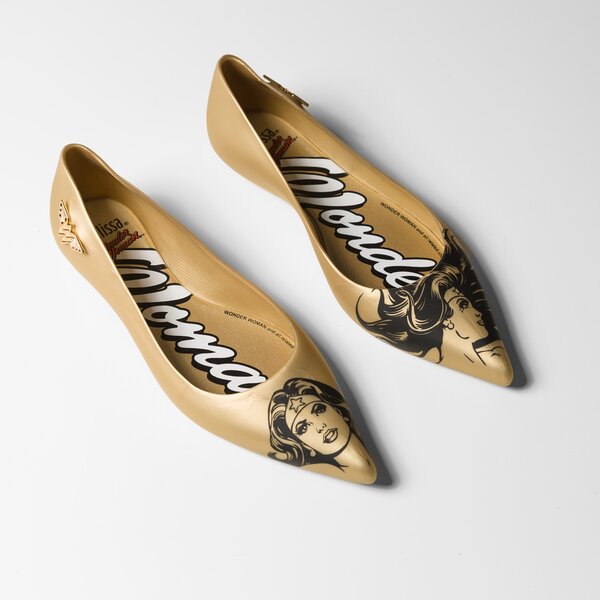 Damskie baleriny (buty) MELISSA GLAM + WONDER WOMAN 3222006525 kolor złoty