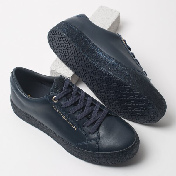 Damskie trampki TOMMY HILFIGER SPARKLE OUTSOLE GLITTER SNEAKER fw0fw02798403 kolor granatowy