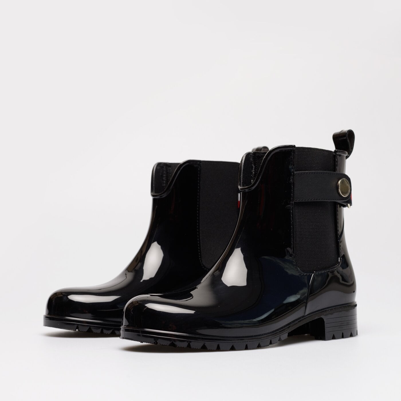 Damskie kalosze (buty gumowe) TOMMY HILFIGER ANKLE RAINBOOT WITH METAL DETAIL fw0fw06777bds kolor czarny