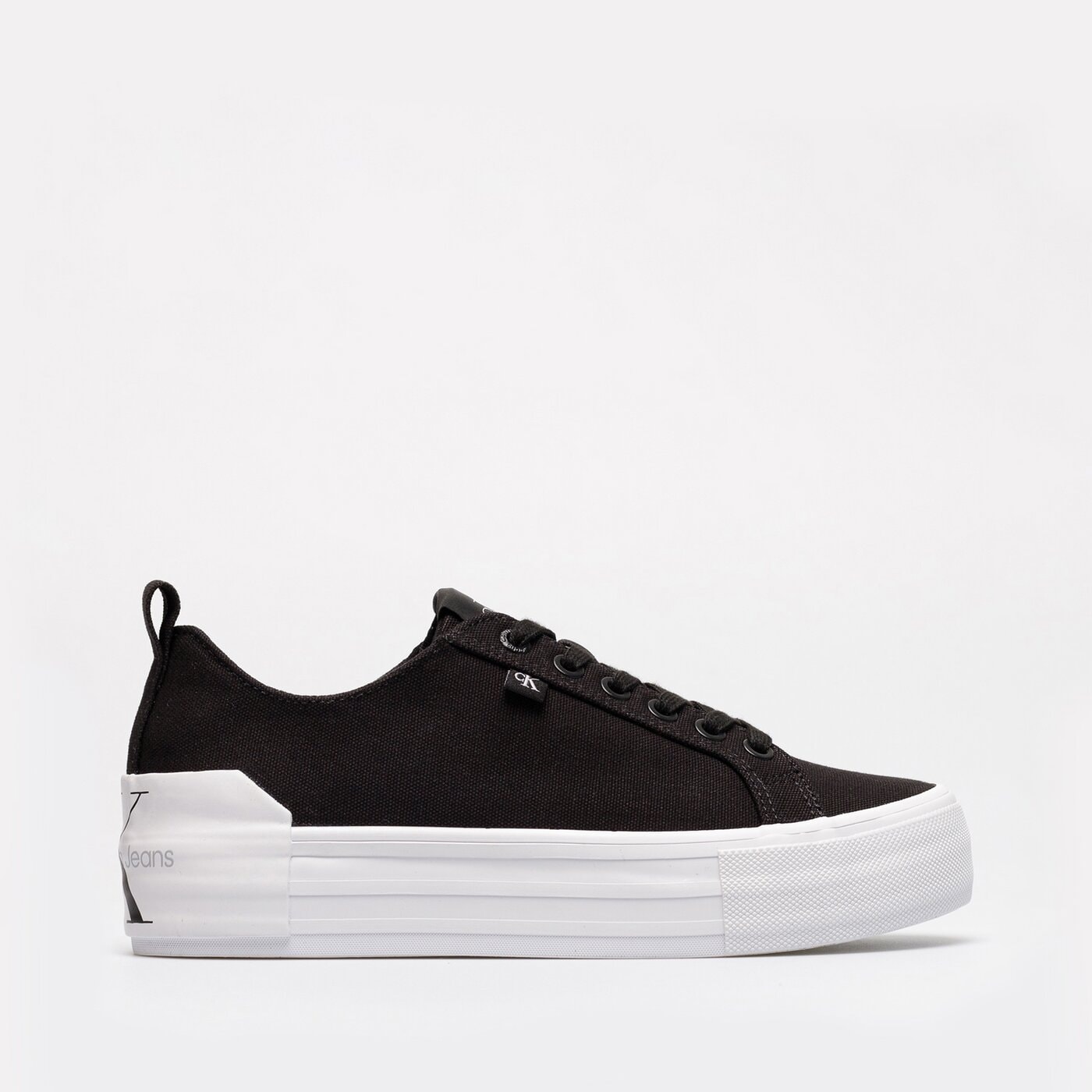 Damskie trampki CALVIN KLEIN VULCANIZED FLATFORM BOLD LACEUP yw0yw00702bds kolor czarny
