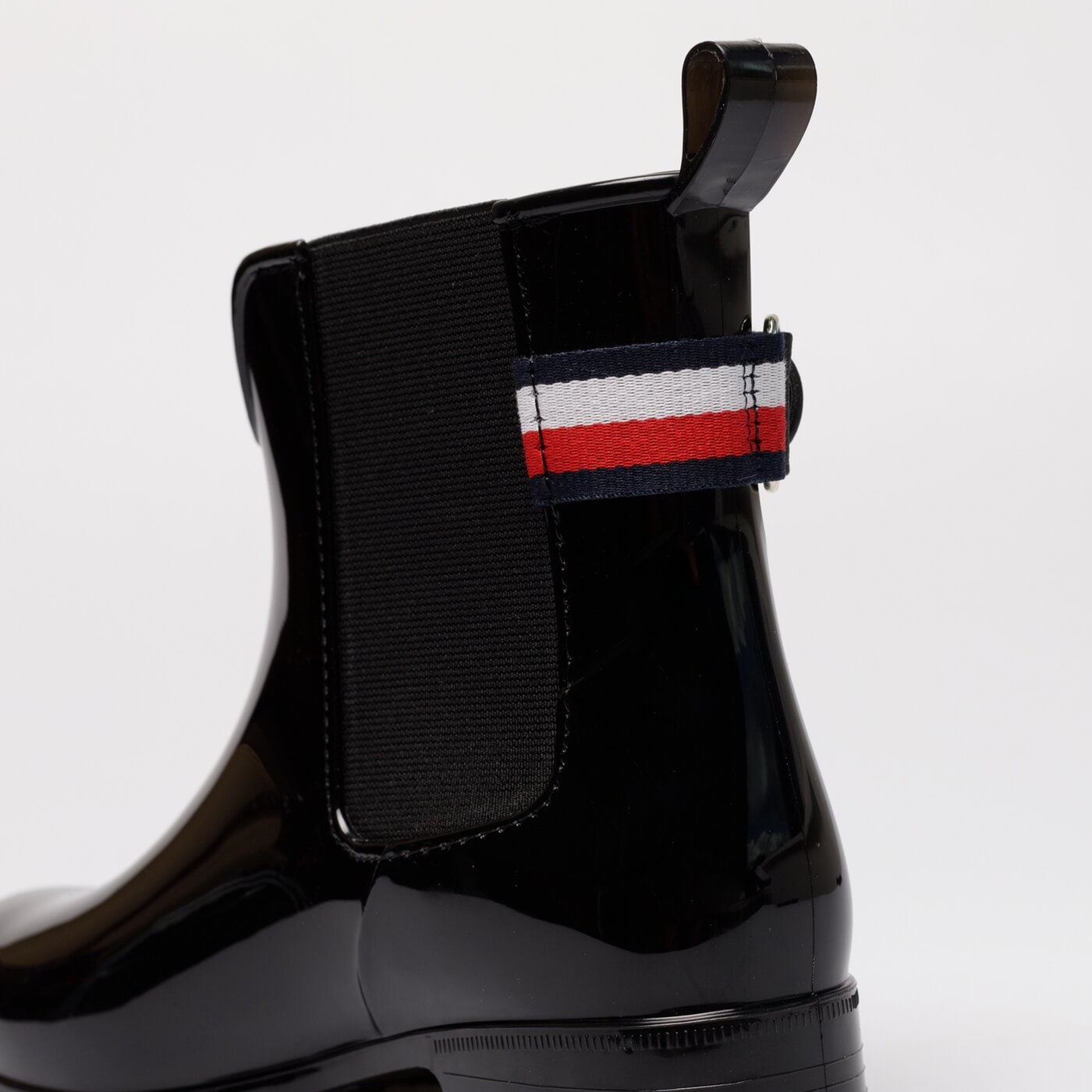 Damskie kalosze (buty gumowe) TOMMY HILFIGER ANKLE RAINBOOT WITH METAL DETAIL fw0fw06777bds kolor czarny