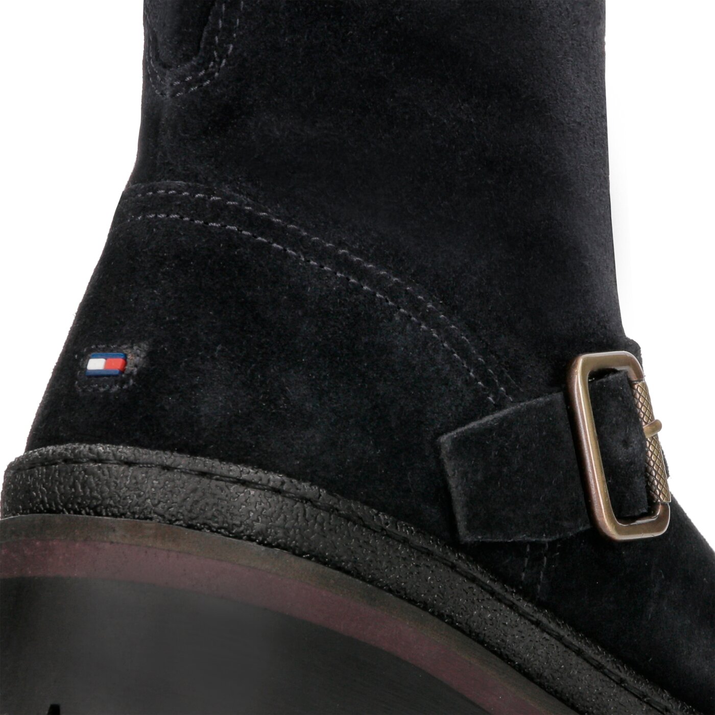 Damskie botki / sztyblety TOMMY HILFIGER BASIC BIKER BOOT SUEDE fw0fw03308403 kolor granatowy
