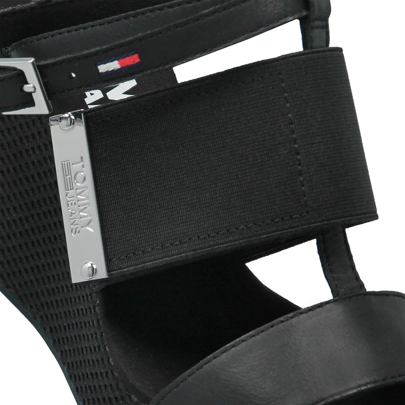 Damskie sandały TOMMY HILFIGER MATERIAL MIX WEDGE SANDAL en0en00048990 kolor czarny