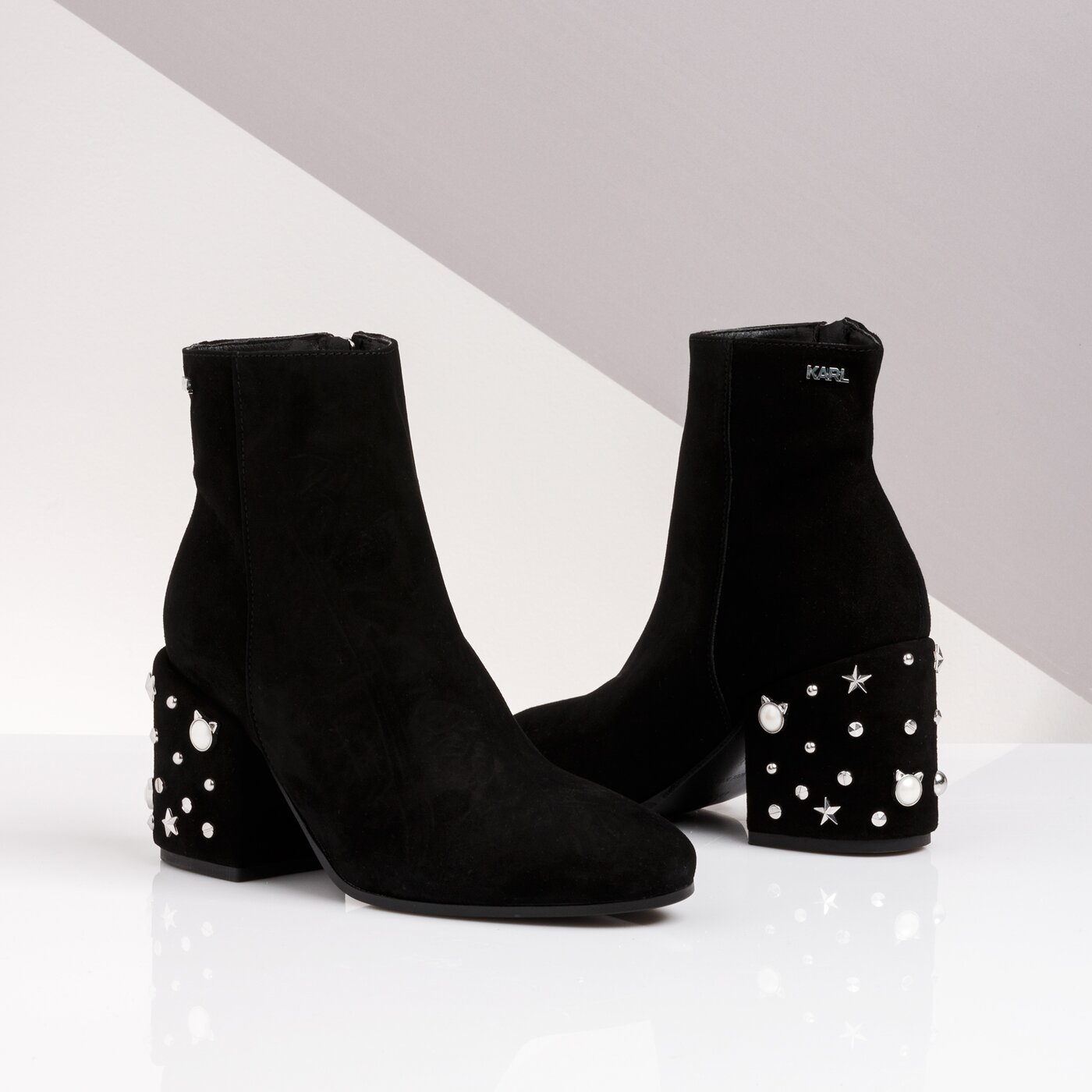 Damskie botki / sztyblety KARL LAGERFELD LAVINIA CELESTIA HEEL ANKLE kl31456000 kolor czarny