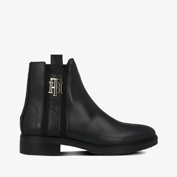 Damskie botki / sztyblety TOMMY HILFIGER HATTY 8A TH INTERLOCK LEATHER fw0fw05181bds kolor czarny