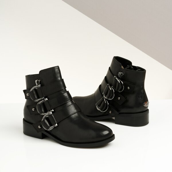 Damskie botki / sztyblety GUESS HULDIE fl8hullea10black kolor czarny