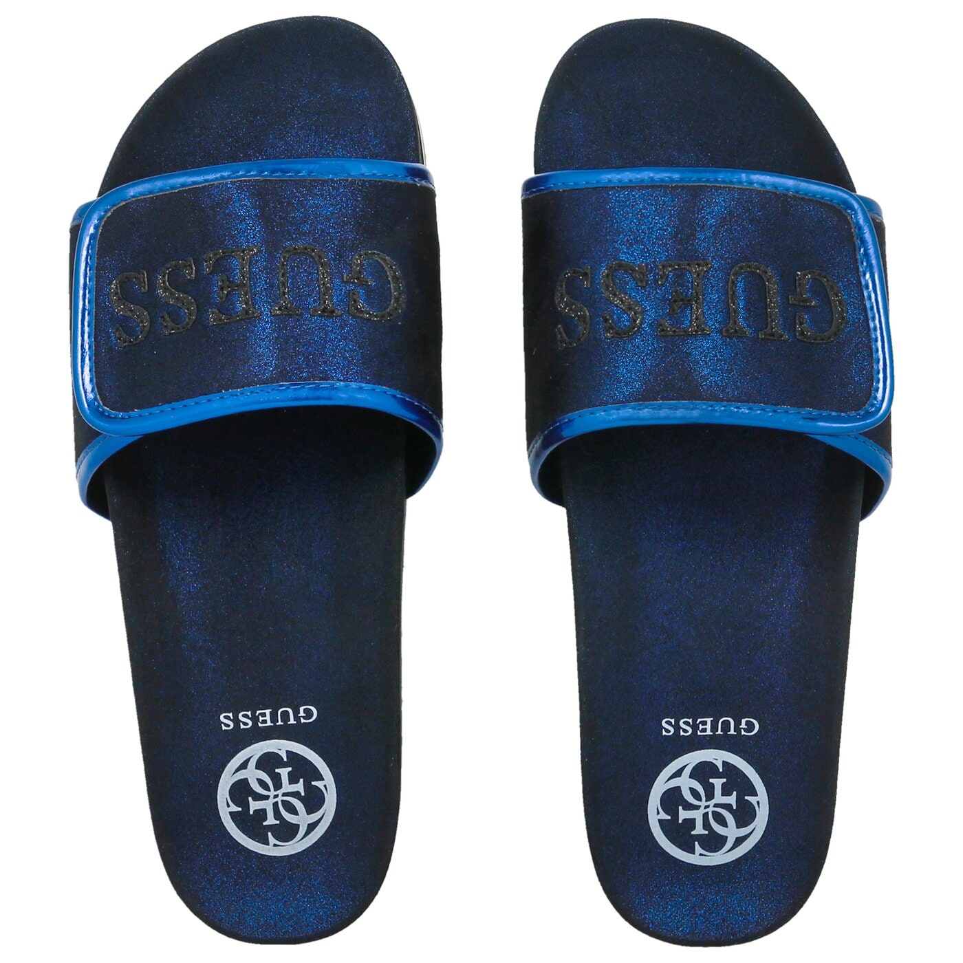 Damskie klapki GUESS HALLIE SLIDE FABRIC flhli2fam19blue kolor niebieski