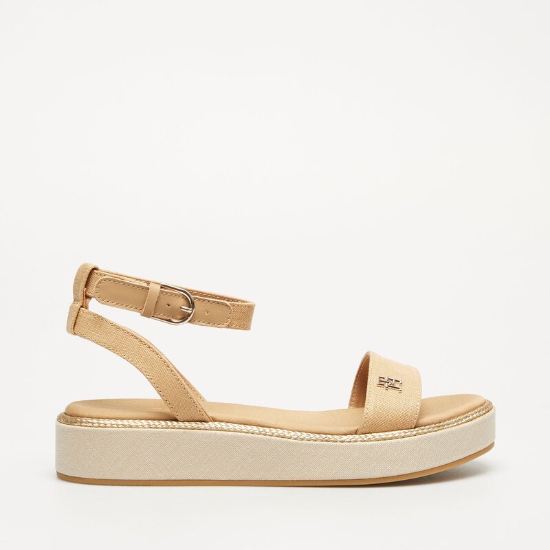 TOMMY HILFIGER LINEN WITH GOLD FLATFORM