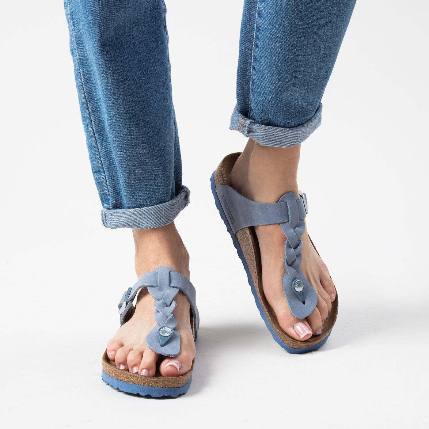 Damskie klapki BIRKENSTOCK GIZEH BRAIDED 1021361 kolor niebieski