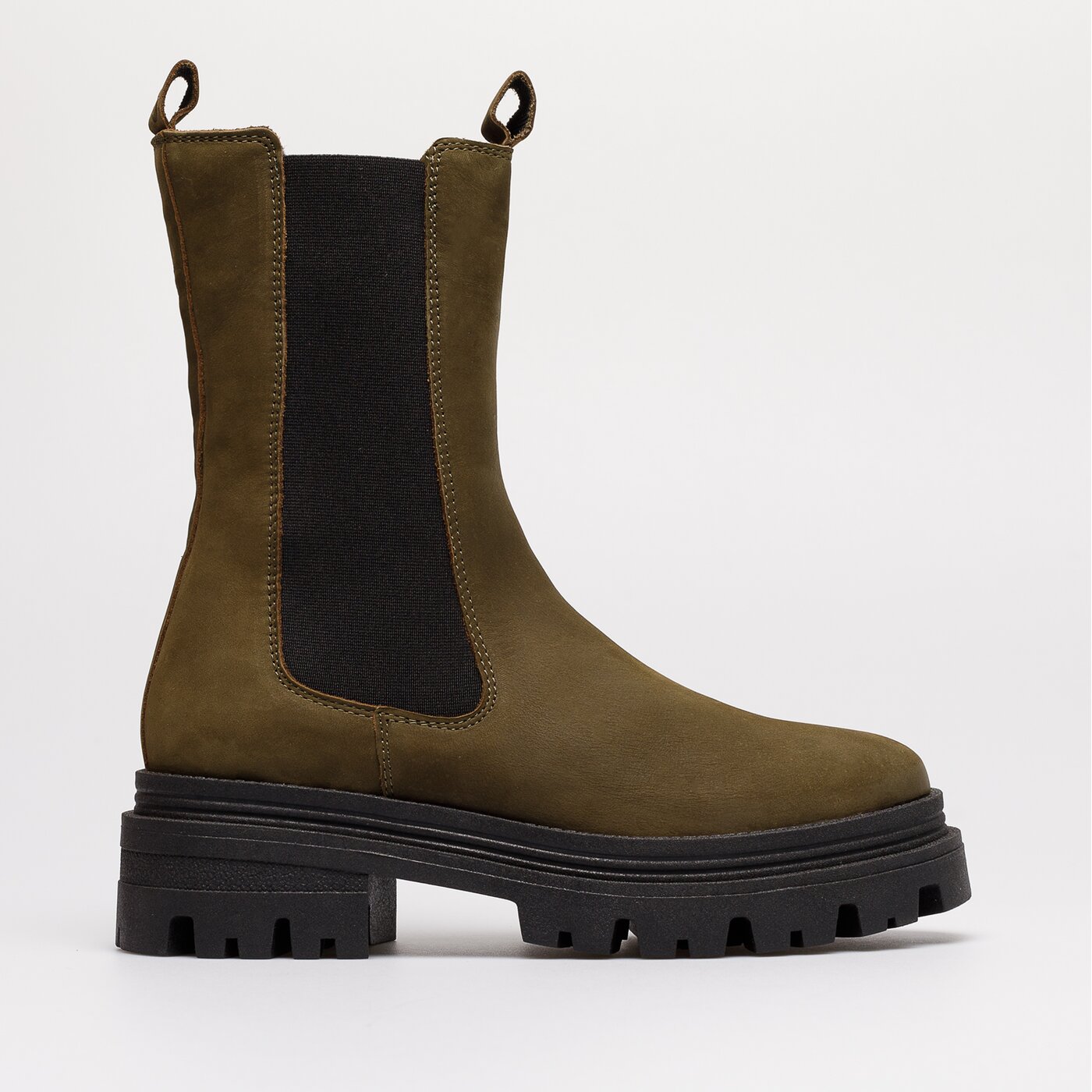 Damskie botki / sztyblety TAMARIS CHELSEA MID 45 OLIVE 1-1-25498-29-722 kolor khaki