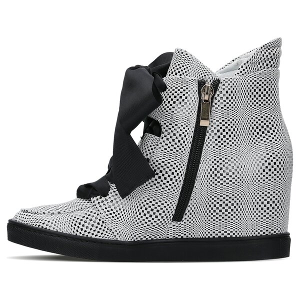 Damskie buty za kostkę BALDOWSKI BOTEK ALASKA SZACHOWNICA BIAŁA d01022snik103 kolor czarny