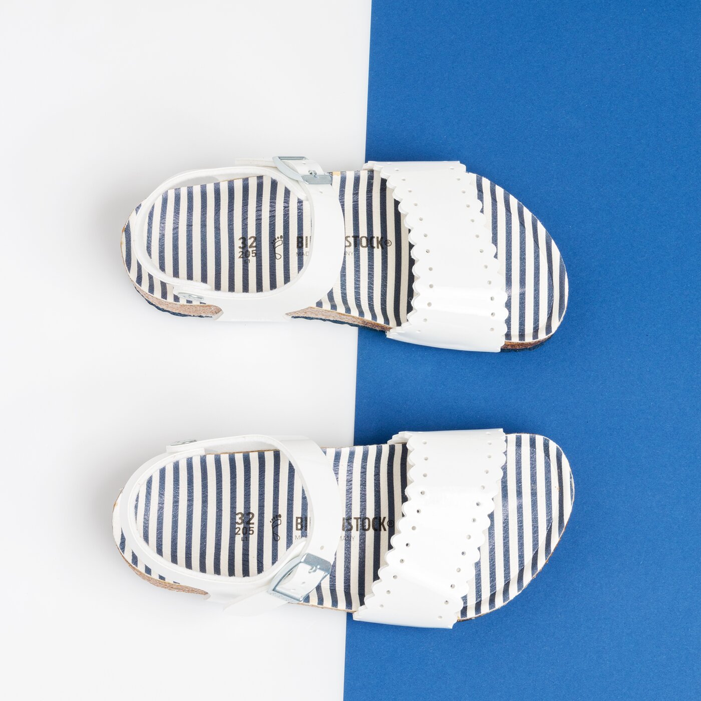 Dziecięce sandały / klapki BIRKENSTOCK MILA NAUTICAL STRIPES WHITE  1013522 kolor biały