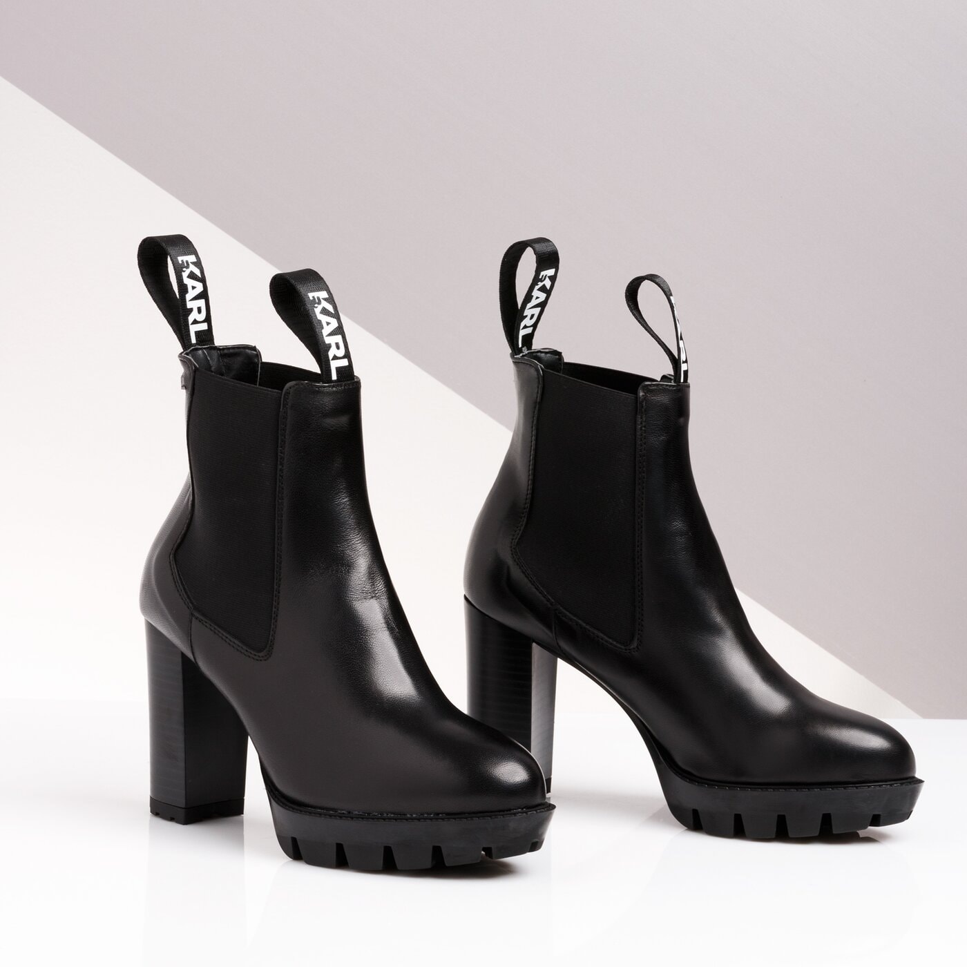 Damskie botki / sztyblety KARL LAGERFELD VOYAGE ANKLE GORE BOOT kl30165000 kolor czarny