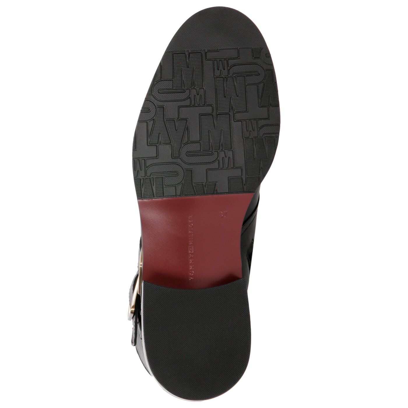 Damskie botki / sztyblety TOMMY HILFIGER OVERSIZED BUCKLE FLAT BOOT fw0fw03072990 kolor czarny