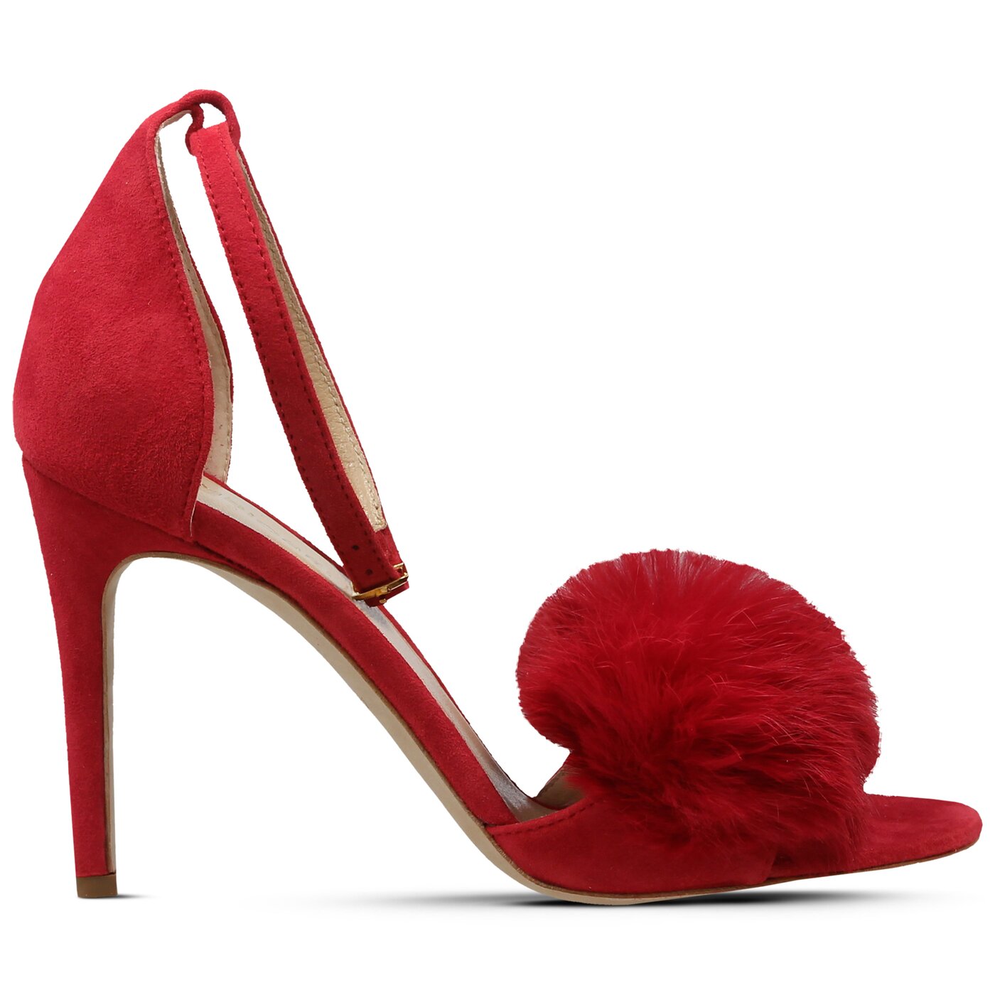 Damskie sandały SYMBIOSIS LISA FUR SANDALS CZERWONE 1107134 kolor czerwony