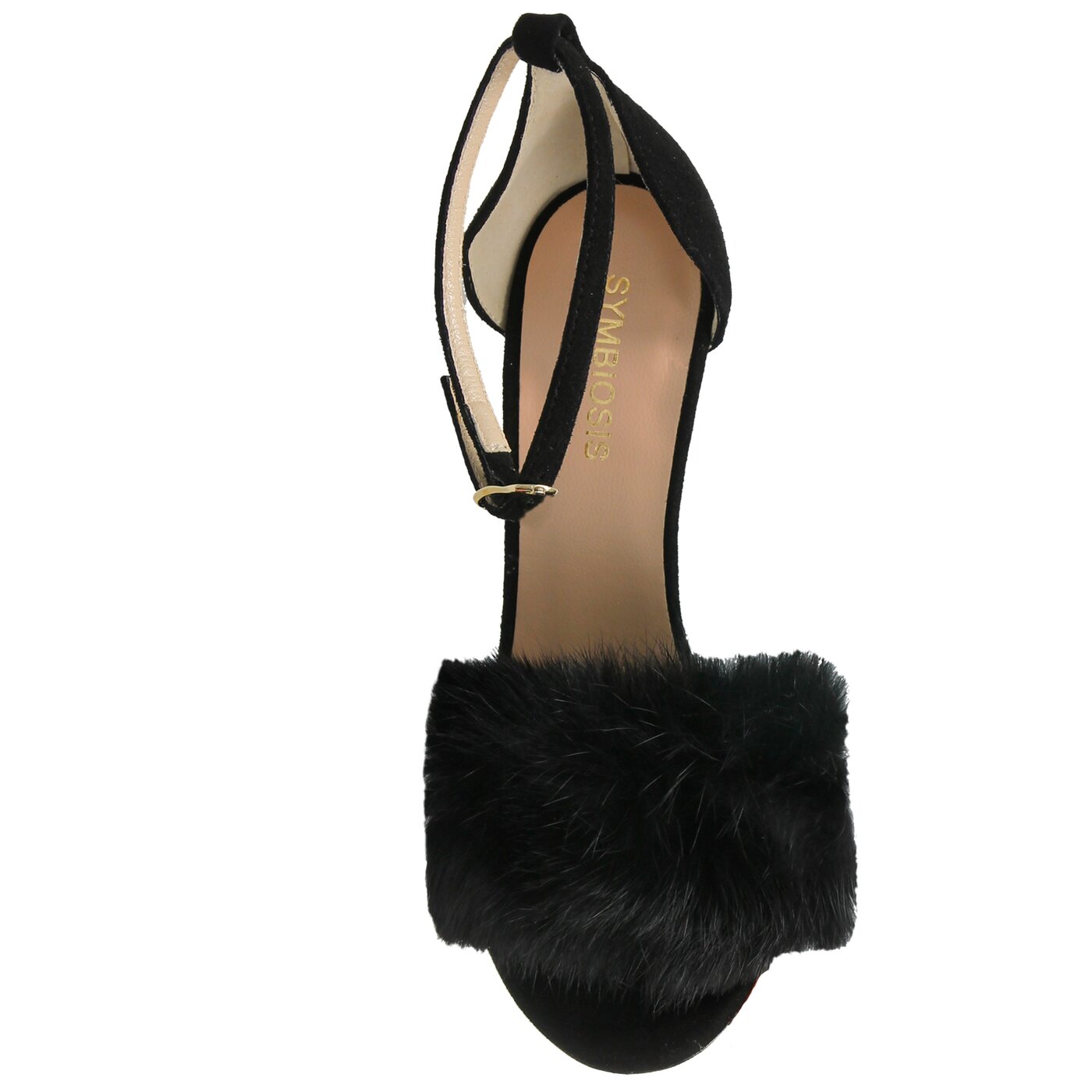 Damskie sandały SYMBIOSIS LISA FUR SANDALS CZARNE 1107002 kolor czarny