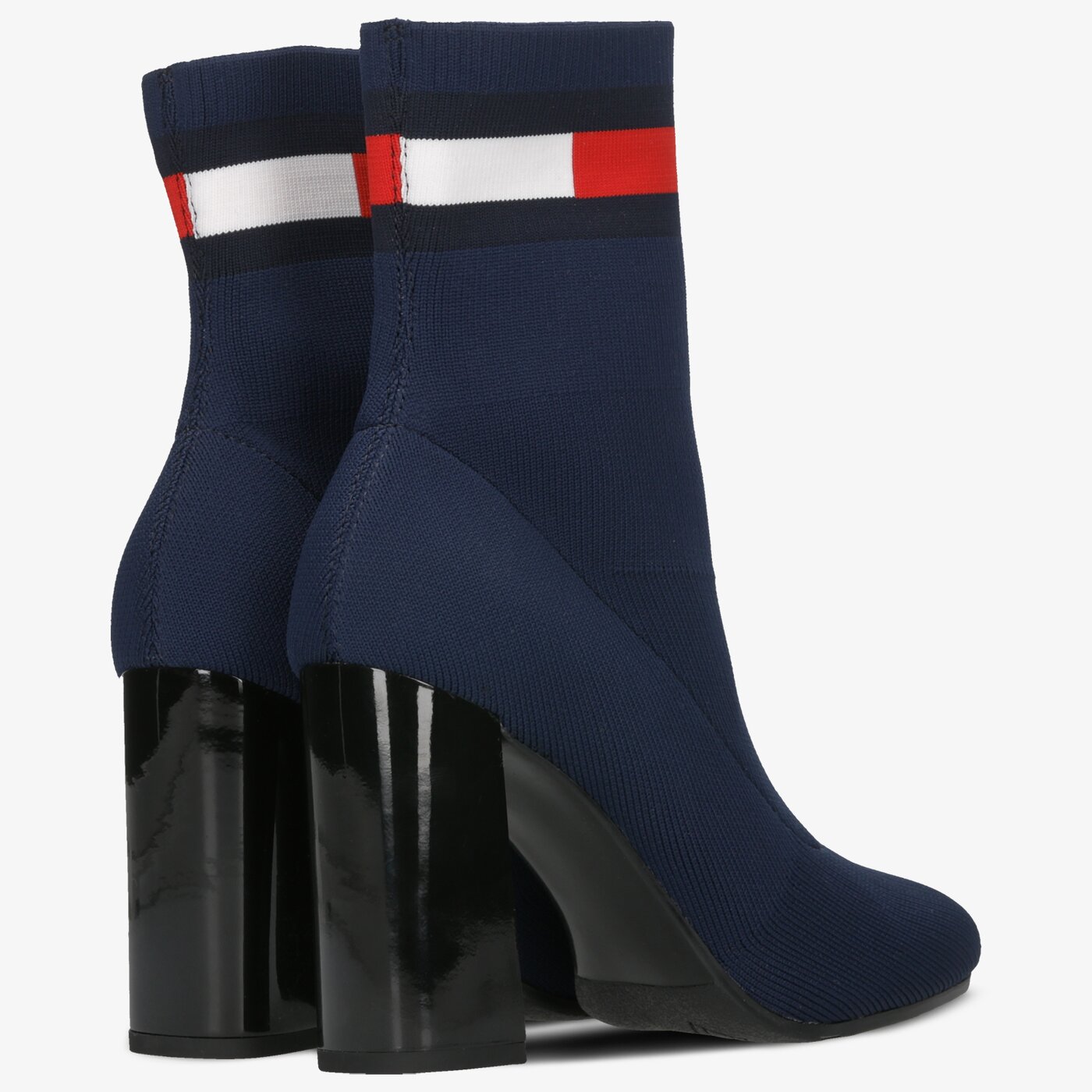 Damskie botki / sztyblety TOMMY HILFIGER SOCK HEELED BOOT en0en00703cbk kolor granatowy