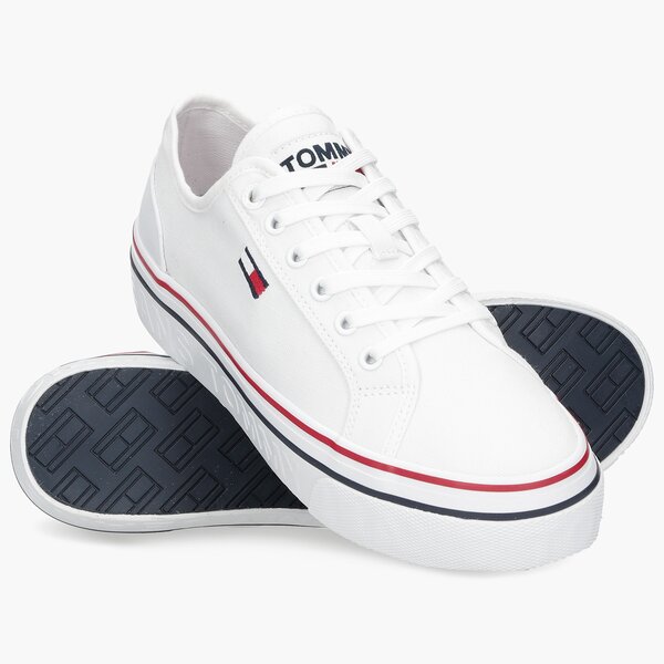 Damskie trampki TOMMY HILFIGER TOMMY JEANS FLATFORM VULC en0en01423ybr kolor biały