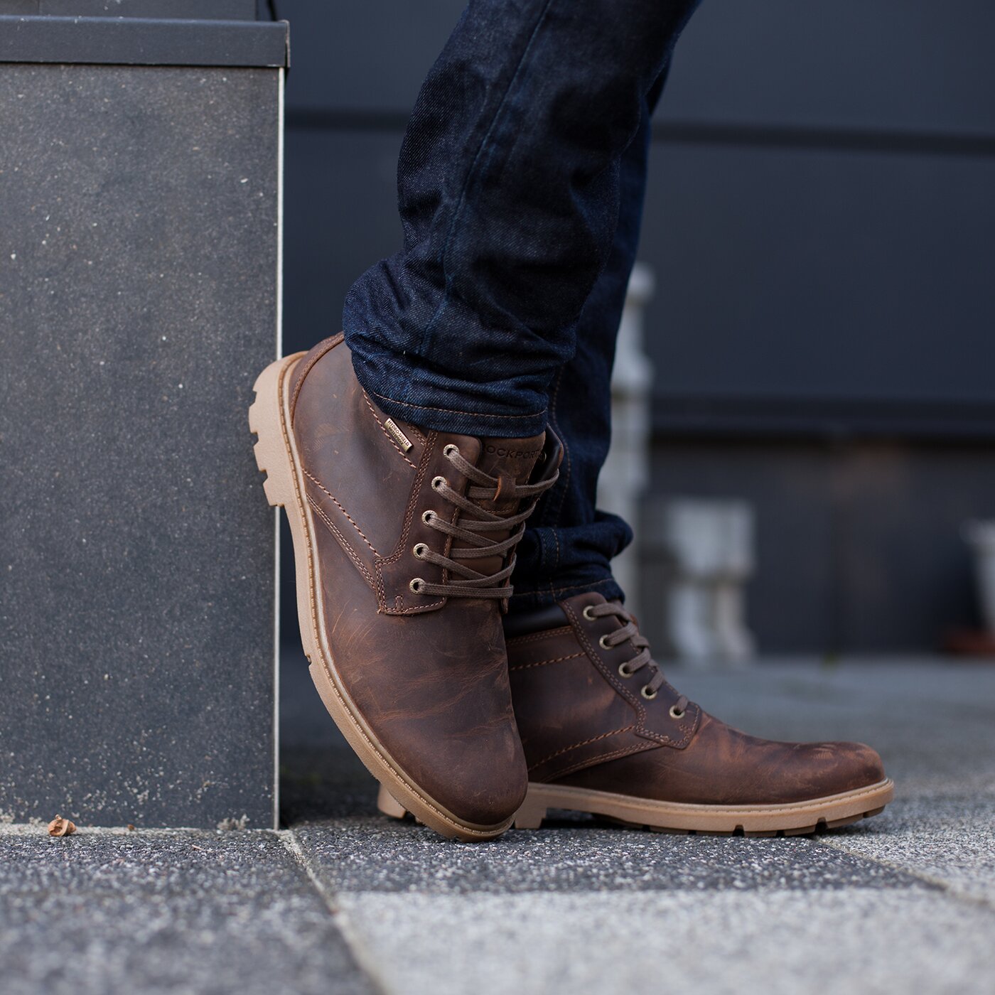 Męskie buty za kostkę ROCKPORT RGD BUC WP BOOT v81619 kolor brązowy