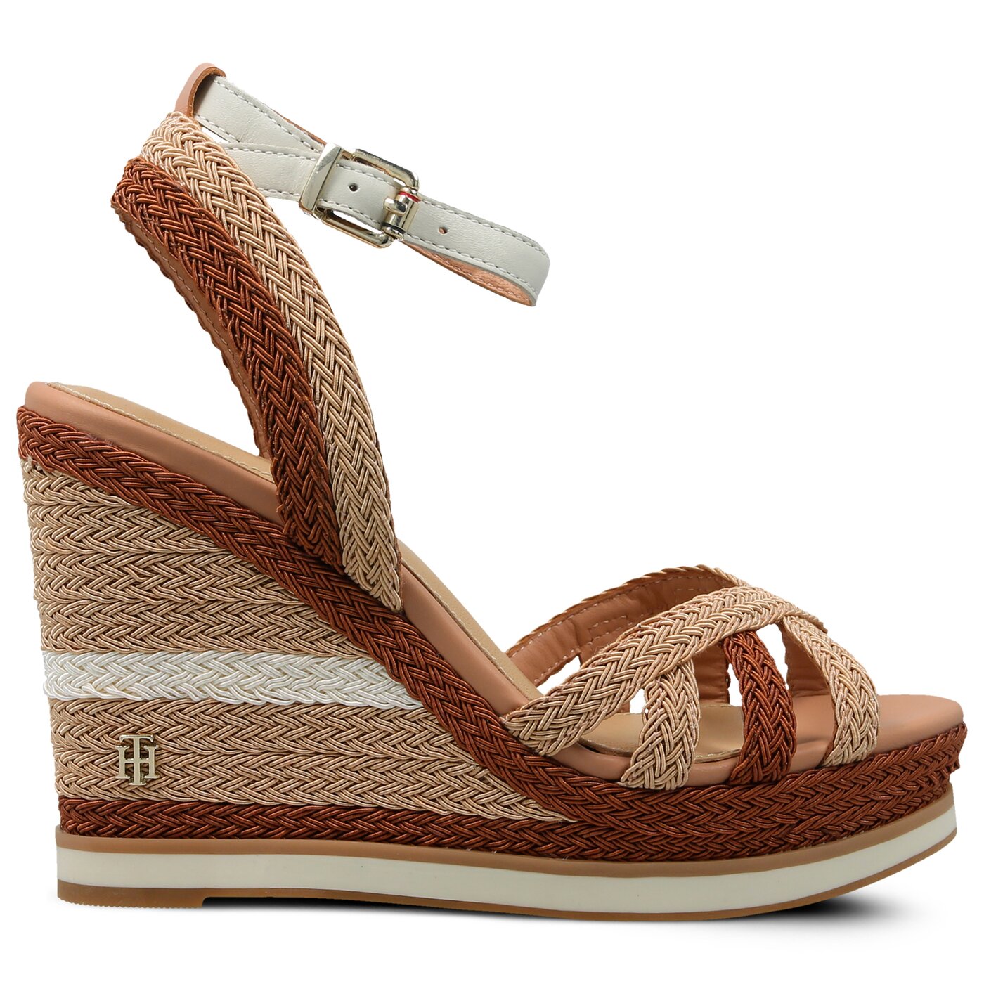 Damskie sandały TOMMY HILFIGER WEDGE SANDAL SPORTY OUTSOLE fw0fw02251121 kolor beżowy
