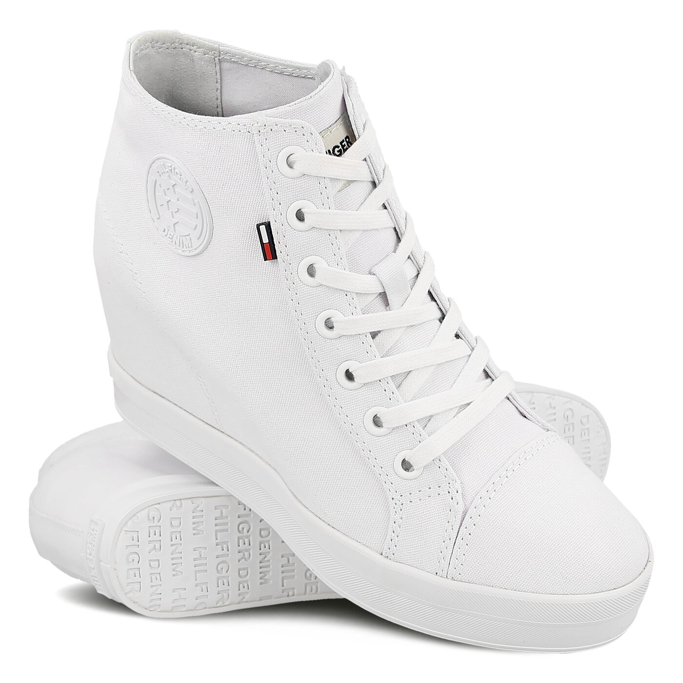 Damskie trampki TOMMY HILFIGER N1385ICE WEDGE 1D1 fw0fw00936100 kolor biały