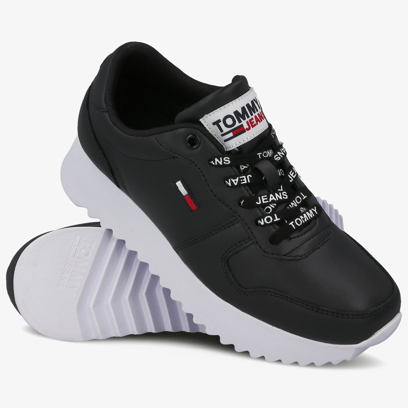 Damskie sneakersy (buty) TOMMY HILFIGER IMOGEN 1A HIGH CLEATED LEATHER en0en01120bds kolor czarny