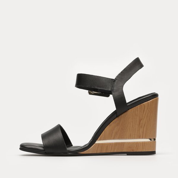 Damskie szpilki / czółenka TOMMY HILFIGER HARDWARE WEDGE SANDAL fw0fw07074bds kolor czarny